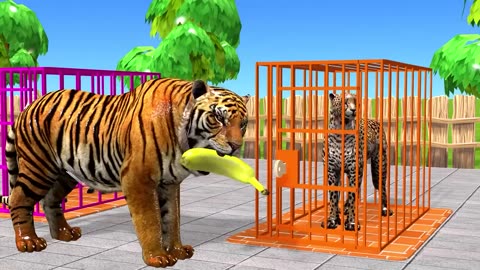 Wild Animal Games Choose The Right Iron Cage Eat Fruits Challenge With Gorilla Tiger Lion Bear Horse