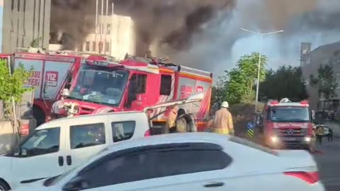 Fire erupts near Istanbul's Ataturk Stadium