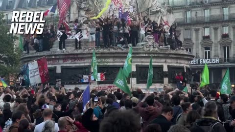 Far-left activists DESECRATE the Monument à la République, a symbol of