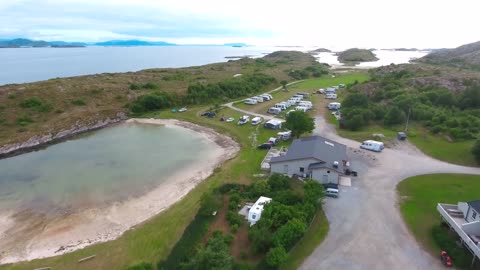 bronnoysund beautiful nature norway aerial view of the campsite to relax