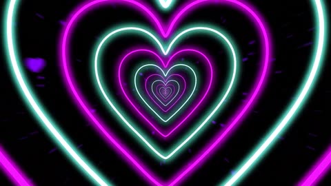 611. Heart Tunnel Loop Teal & Purple Led Lights Love Background 8 HOUR 💖💜 Particles Background