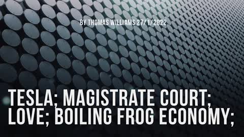 Tesla; Magistrate Court; Love; Boiling frog economy;