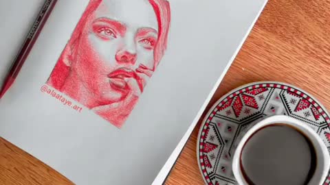 Red portrait drawing