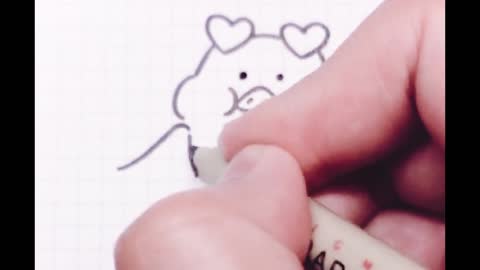 One minute to teach you how to draw cute pigs