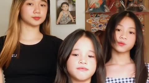 druming hand challenge, three cute little sister