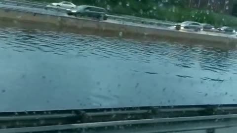 Ferrari Stranded on Flooded Highway