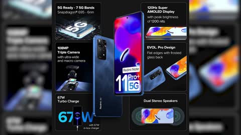 Redmi Note 11 Pro + 5G (Mirage Blue, 6GB RAM, 128GB Storage) | 67W Turbo Charge | 120Hz Super