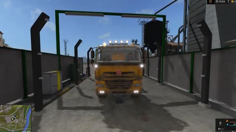 Yellow Tanker Truck or Tractor Cistern - Water Transport for Mining Construction. Let's play