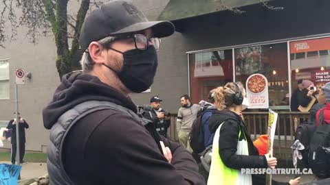 Counter Protesters At The Truckers Freedom Convoy In Vancouver