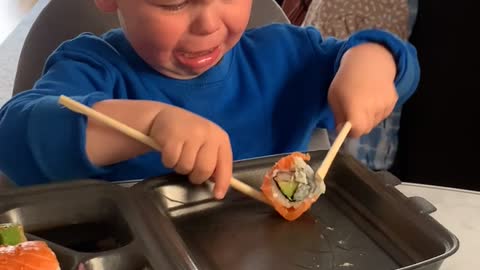 Hangry Child Finds Chopsticks Challenging