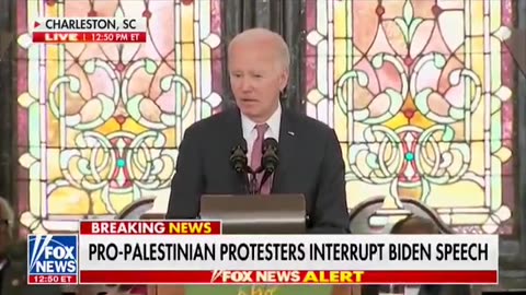 Joe Biden's speech in Charleston is interrupted by Pro-Palestine supporters.