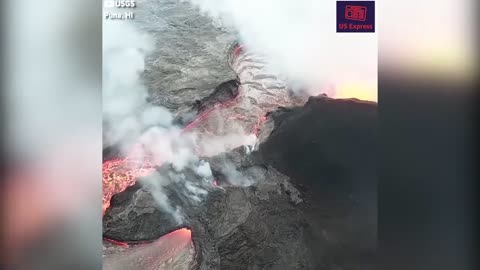 Drone captures lava flow on Hawaii volcano - most terrifying volcano eruption