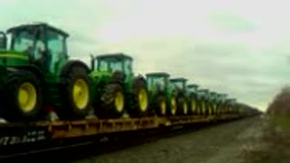 John Deeres on a train - Goshen, Indiana 2008