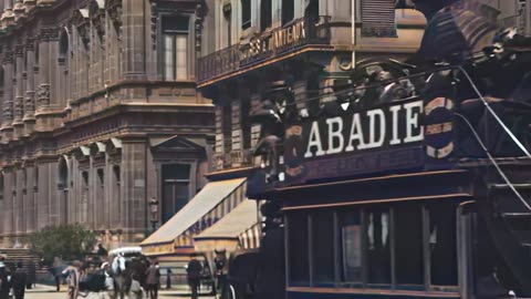 Restored footage from 1896 of the cities Paris and Lyon in France