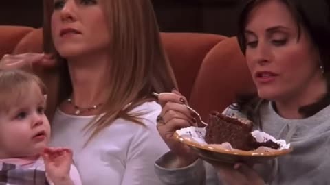 Friends - Monica enjoys eating cake