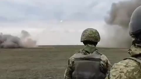 Ukrainian BM-21 Battery In Action