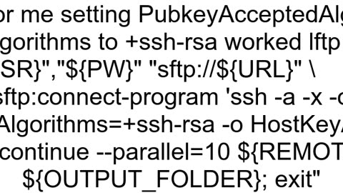 lftp error port 22 no matching host key type found Their offer sshdss