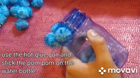 How to make beautiful vase with water bottle | pom pom vase | Easy craft work