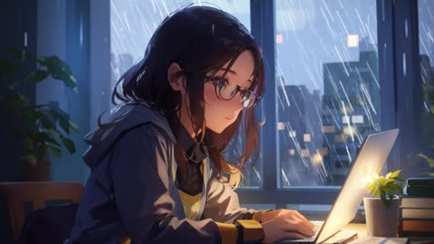 Rainy night with Lofi music helps study better | Chill Lofi Music