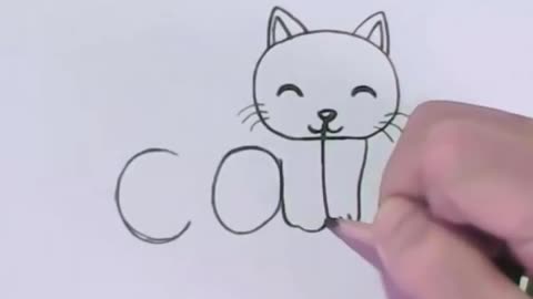 Drawing Word Cat for Kids