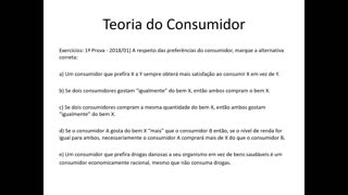 Microeconomia 027 Teoria do Consumidor Exercícios