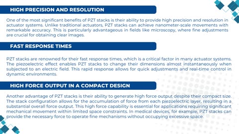 Piezo Stacks: Benefits and Drawbacks Compared to Electromechanical Systems