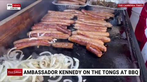 Sky News Australia- What THE??? - US Ambassador Caroline Kennedy behind the BBQ at Bunnings