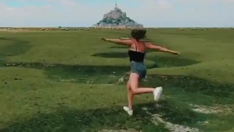 Girl Running In Beautiful Open Field