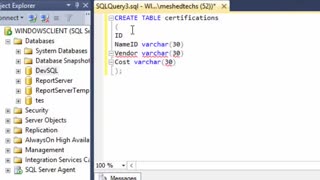 How to create SQL server database tables