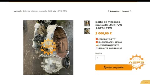 AEPSPIECES.COM - Boite de vitesses manuelle AUDI VW 1.6TDI PTW