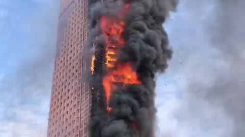 🔥China fire destroys 218-meter-tall skyscraper🔥