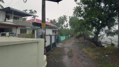 Refreshing Monsoon Rain Walk in a Beautiful Village of Kerala - ASMR Rain Sounds for Deep Sleep