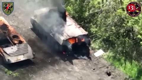 Ukrainian army parades how Russian armored vehicles burn after being struck