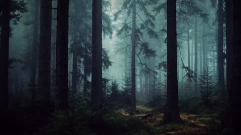 DARK FOREST Ambience and Music - sounds of dark misty forest with ambient music