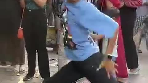 funny dance on market place