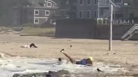 Cannon Beach Oregon, sneaker waves. Watch what happens