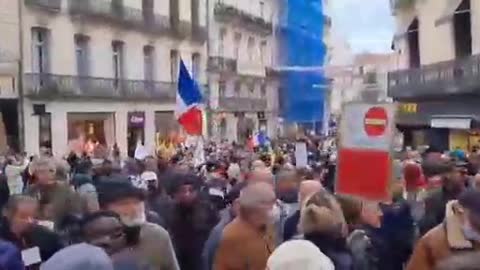 Montpellier, France vaccine passport protest Nov. 27, 2021