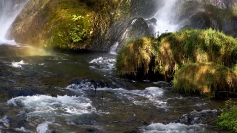 1 Hour Relaxing Ice River with Piano music. Calming Nature Sounds. White Nose for Sleeping