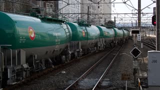 Freight train waiting at Tachikawa Station