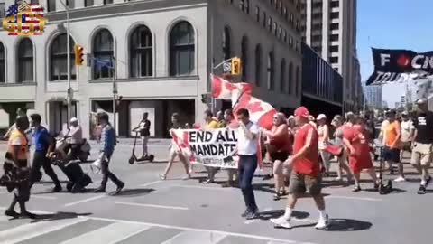 The rally on Saturday leaving Bloor and returning to Queen's Park.