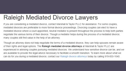 Raleigh Mediated Divorce Lawyers