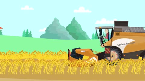 Farm work - Combine Harvester and Tractor They work hard | Fairy tale about Farmers