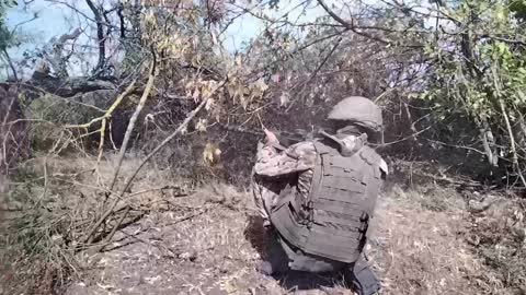 Russian paratrooper in action during reconnaissance and search operations,discovering AFU stronghold