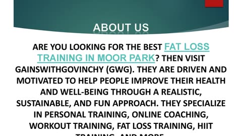 Best Fat Loss Training in Moor Park