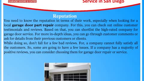 Things to Look for in a Garage Door Service in San Diego