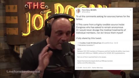 Joe Rogan: Dr. Pierre Kory Said 200 Members of Congress Were Treated With Ivermectin