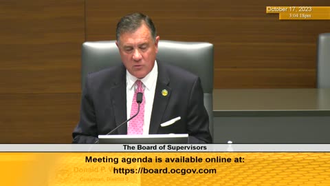 OC BOS 10/17/23 Mtg - Don Wagner Dist 3 Spvsr on Voting/Voter Discrepancies