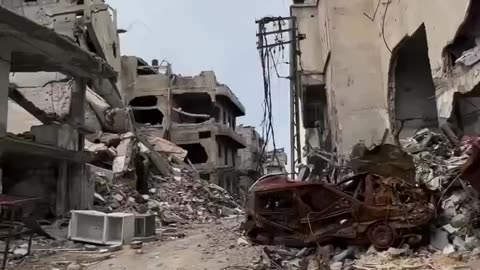 Destruction inflicted by Israeli forces on a residential area in the Shejaeya neighborhood