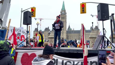 Meanwhile in Canada - A doctor speaks at the truckers rally in Ottawa, Canada