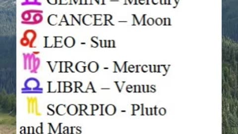 Ruling planet Zodiac signs